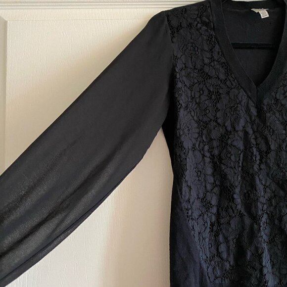 𝅺tristan V Neck Flower Detail Blouse with Mesh Sleeves Size M - Picture 2 of 8